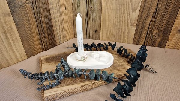 Nicoles Bastelstube Dekoteller Oval mit Kerze - nach Kundenwunsch Dekoteller 20cm x 10cm mit Dekoelementen und Kerze (Hier ein Beispiel zum Muttertag)